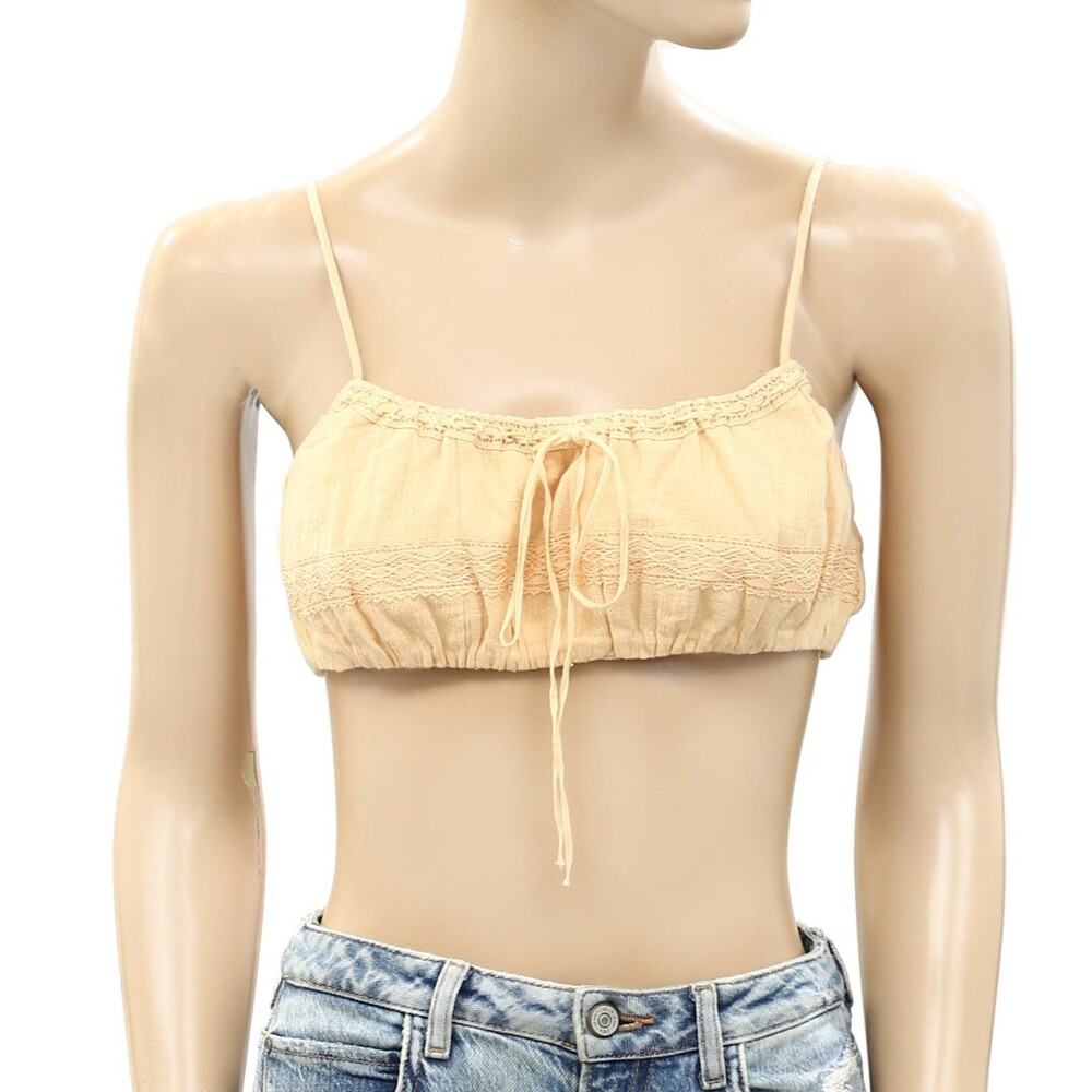 Free People Endless Summer Lace Cropped Bralette Top Cotton Cami Peach S 263980 - Picture 2 of 4